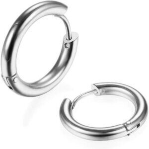 Hypoallergenic 316L Stainless Steel Small Silver Hoop Earrings for Men and Women
